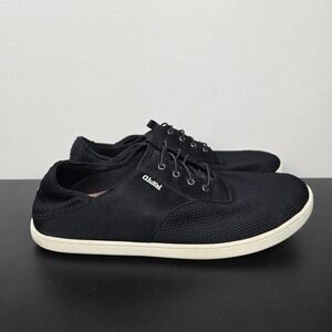 OluKai Shoes Mens Size 9 Black Nohea Moku Lace Up Beach Boat Fishing Sneakers